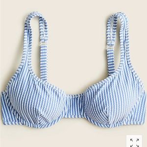 J. Crew Blue Seersucker Bikini Swim Top. Only worn twice. Size 34A.